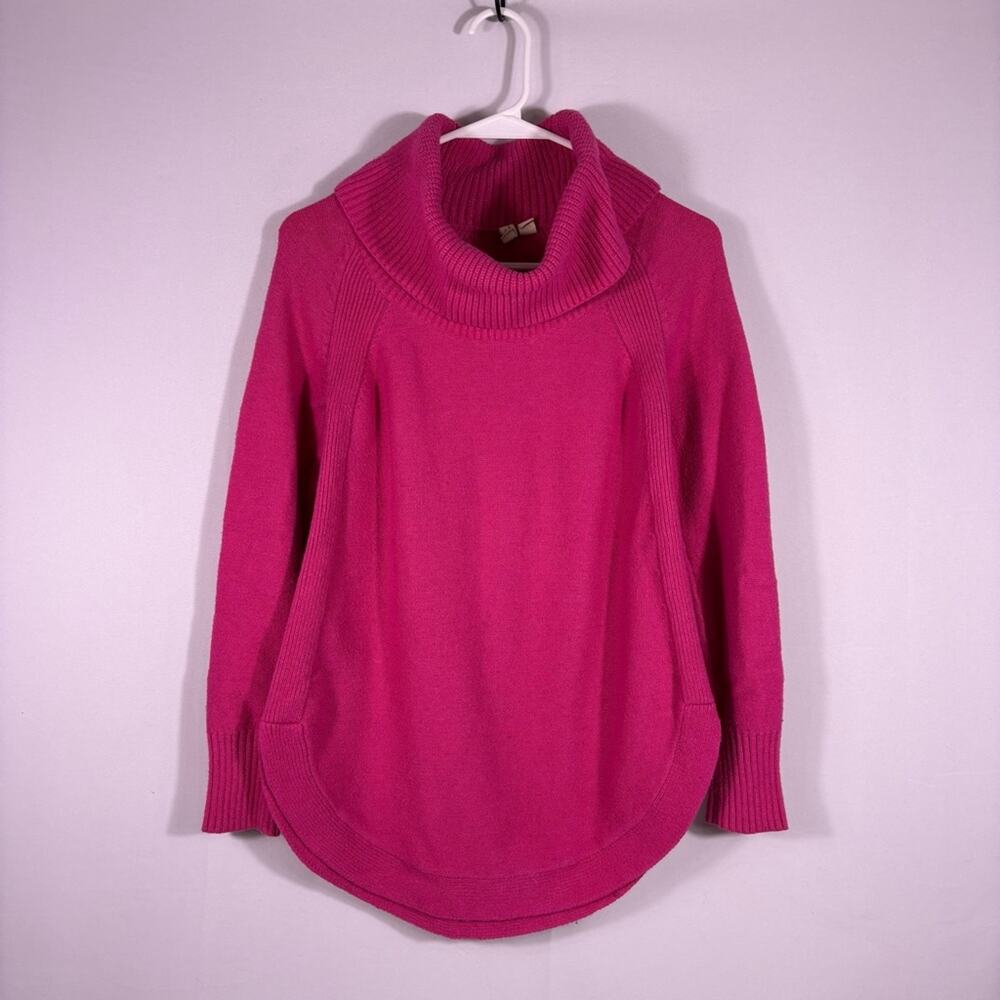 Moth Anthropologie Bold Pink Cowl Neck Sweater Size XS T3